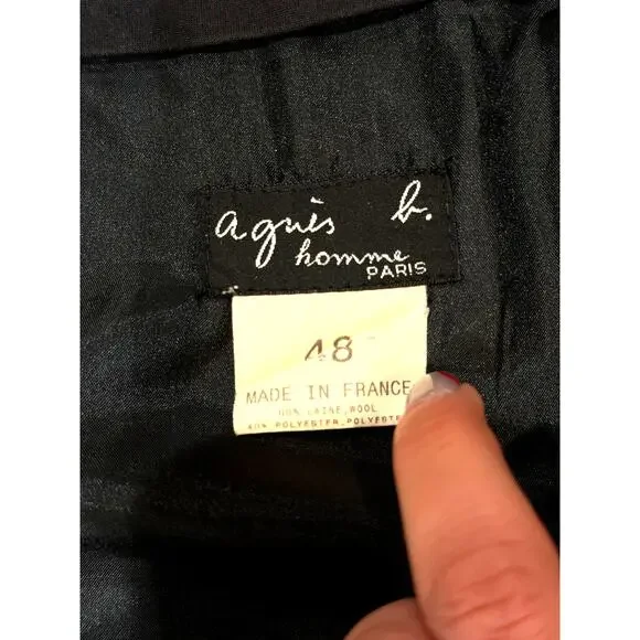 Agnès b Homme Dress Pants Mens 48 Black Wool France Tailored Classic Designer